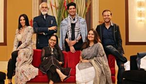 Jury members — Anamika Khanna, Sunil Sethi, Anju Modi, Manish Malhotra, Sonal Kalra and Anirban Blah.(Manoj Verma/HT)