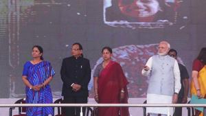 PM Narendra Modi launches National Poshan Mission, at Jhunjhunu District in Rajasthan.(Himanshu Vyas/HT Photo) PM Narendra Modi launches National Poshan Mission, at Jhunjhunu District in Rajasthan.(Himanshu Vyas/HT Photo)