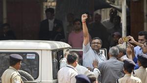 Karti Chidambaram, son of former finance minister P Chidambaram, arrives at Patiala House courts in connection with the INX Media case, in New Delhi on March 9.(PTI Photo)