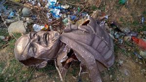 Remains of the five-feet tall statue of Lenin vandalised in Tripura earlier this week.(HT file) Remains of the five-feet tall statue of Lenin vandalised in Tripura earlier this week.(HT file)