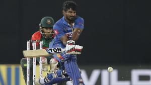Sri Lanka's Kusal Perera plays a shot against Bangladesh during their Twenty20 cricket match in Nidahas Trophy triangular series in Colombo on Saturday.(AP) Sri Lanka's Kusal Perera plays a shot against Bangladesh during their Twenty20 cricket match in Nidahas Trophy triangular series in Colombo on Saturday.(AP)