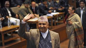 The Madhesi parties’ support to K P Oli (in picture) came as a surprise to many, given their past acrimony.(AFP File)