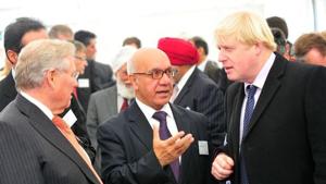 File photo of Labour MP Virendra Sharma (centre) with foreign secretary Boris Johnson.(Courtesy Labour Party) File photo of Labour MP Virendra Sharma (centre) with foreign secretary Boris Johnson.(Courtesy Labour Party)