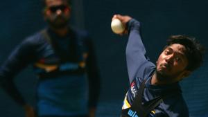 Sri Lanka’s Akila Dananjaya bowls during a practice session at the R Premadasa Stadium in Colombo. Sri Lanka will play their third Twenty20 international of the Nidahas Trophy against Bangladesh on March 16.(AFP) Sri Lanka’s Akila Dananjaya bowls during a practice session at the R Premadasa Stadium in Colombo. Sri Lanka will play their third Twenty20 international of the Nidahas Trophy against Bangladesh on March 16.(AFP)