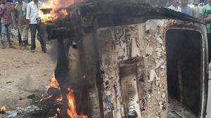 The car belonging to trader Alimuddin alias Asgar Ali that was burnt by a mob in Jharkhand’s Ramgarh town last June.(HT file) The car belonging to trader Alimuddin alias Asgar Ali that was burnt by a mob in Jharkhand’s Ramgarh town last June.(HT file)