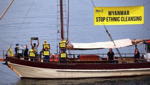 Protesters from Amnesty International display banners regarding the the Rohingya crisis in Myanmar.(Reuters File Photo) Protesters from Amnesty International display banners regarding the the Rohingya crisis in Myanmar.(Reuters File Photo)