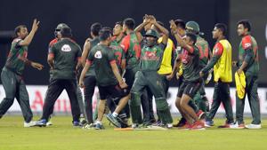 Bangladesh will meet India in Sunday’s final of the Nidahas Trophy T20 tri-series after Mahmudullah blasted 43 not out off 18 balls to secure a thrilling two-wicket victory over Sri Lanka in an ill-tempered match on Friday.(AP) Bangladesh will meet India in Sunday’s final of the Nidahas Trophy T20 tri-series after Mahmudullah blasted 43 not out off 18 balls to secure a thrilling two-wicket victory over Sri Lanka in an ill-tempered match on Friday.(AP)