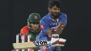 Kusal Perera scored his 10th fifty for Sri Lanka in their Nidahas Trophy encounter against Bangladesh in Colombo on Friday.(AP) Kusal Perera scored his 10th fifty for Sri Lanka in their Nidahas Trophy encounter against Bangladesh in Colombo on Friday.(AP)