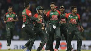 Bangladesh captain Shakib Al Hasan threatened to call his players back during a last-over fracas with Sri Lankan players in a Nidahas Trophy T20 match.(AP) Bangladesh captain Shakib Al Hasan threatened to call his players back during a last-over fracas with Sri Lankan players in a Nidahas Trophy T20 match.(AP)