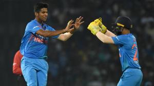 Washington Sundar (L) and Dinesh Karthik made big contributions to India’s Nidahas Trophy T20 tri-series win in Colombo.(AFP) Washington Sundar (L) and Dinesh Karthik made big contributions to India’s Nidahas Trophy T20 tri-series win in Colombo.(AFP)