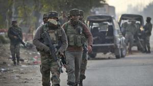 Security forces launched a ‘cordon-and-search operation’ in the forests in Arampura-Halmatpura area on Tuesday afternoon following specific inputs that militants were hiding there.(AP File Photo) Security forces launched a ‘cordon-and-search operation’ in the forests in Arampura-Halmatpura area on Tuesday afternoon following specific inputs that militants were hiding there.(AP File Photo)