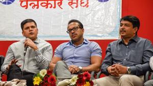 (From left) Saurabh Rao, Kunal Kumar, and Kiran Gitte spoke about the current issues of Pune and the city's way ahead.(Sanket Wankhade/HT PHOTO) (From left) Saurabh Rao, Kunal Kumar, and Kiran Gitte spoke about the current issues of Pune and the city's way ahead.(Sanket Wankhade/HT PHOTO)