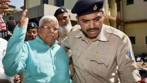 Former Bihar CM Lalu Prasad Yadav leaves a special CBI court after being pronounced guilty in the fourth multi-crore fodder scam case, in Ranchi on Monday.(PTI) Former Bihar CM Lalu Prasad Yadav leaves a special CBI court after being pronounced guilty in the fourth multi-crore fodder scam case, in Ranchi on Monday.(PTI)