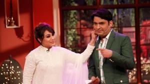 Rani Mukerji with Kapil Sharma on The Kapil Sharma Show. Rani Mukerji with Kapil Sharma on The Kapil Sharma Show.