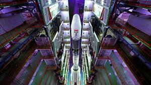 A view of fully integrated GSLV-F08 inside the Vehicle Assembly Building at Sriharikota.(PTI Photo) A view of fully integrated GSLV-F08 inside the Vehicle Assembly Building at Sriharikota.(PTI Photo)