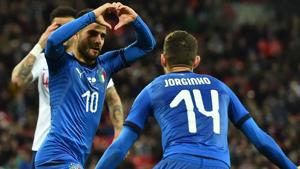 ILorenzo Insigne celebrates after scoring for Italy during their international friendly against England on Tuesday.(AFP) ILorenzo Insigne celebrates after scoring for Italy during their international friendly against England on Tuesday.(AFP)