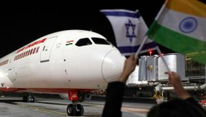 On March 22, Air India’s maiden flight to Israel landed in Tel Aviv amid great fanfare, reducing the travel time by two hours after Saudi Arabia for the first time allowed an Israel-bound commercial flight to use its airspace.(AFP File Photo) On March 22, Air India’s maiden flight to Israel landed in Tel Aviv amid great fanfare, reducing the travel time by two hours after Saudi Arabia for the first time allowed an Israel-bound commercial flight to use its airspace.(AFP File Photo)