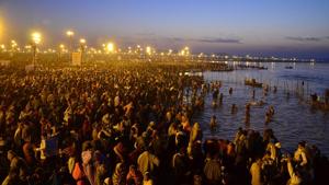 Millions take a dip in the waters of the holy confluence of Ganga, Yamuna and the mythical Saraswati at Sangam in Allahabad on Basant Panchami in Allahabad on February 04, 2014.(HT File Photo) Millions take a dip in the waters of the holy confluence of Ganga, Yamuna and the mythical Saraswati at Sangam in Allahabad on Basant Panchami in Allahabad on February 04, 2014.(HT File Photo)