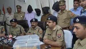 The two ASIs were arrested and 6kg of gold recovered.(Sakib Ali/HT Photo) The two ASIs were arrested and 6kg of gold recovered.(Sakib Ali/HT Photo)