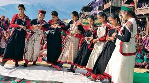Girls in a village of Kullu district in Himachal Pradesh dance at an event organised under the ‘Nari Garima’ campaign launched by district administration to end the practice of banishing women to cattle sheds during their menstruation cycle.(Aqil Khan/HT Photo) Girls in a village of Kullu district in Himachal Pradesh dance at an event organised under the ‘Nari Garima’ campaign launched by district administration to end the practice of banishing women to cattle sheds during their menstruation cycle.(Aqil Khan/HT Photo)