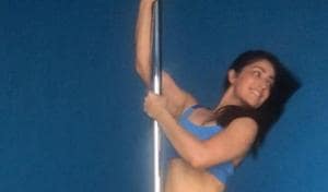 Yami Gautam tries her hand at pole dancing. Yami Gautam tries her hand at pole dancing.