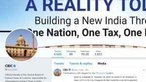 The apex indirect tax authority also updated its twitter handle to cbic_india from the earlier cbec_india.(Screenshot of Twitter page)