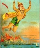 Hanuman in Lanka, by Raja Ravi Varma. Indians love the ‘action hero’ personality of Hanuman, but the wise and gentle giant is also upheld as an ideal of humility and devotion despite being a superstar.