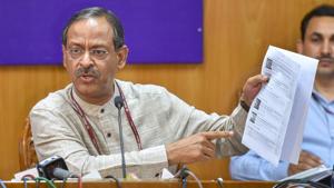Education secretary Anil Swarup announces the re-examination dates for the Central Board of Secondary Education (CBSE) Class 10 Maths and Class 12 Economics papers that were cancelled after the alleged question papers leak during a press conference, in New Delhi on Friday.(PTI Photo) Education secretary Anil Swarup announces the re-examination dates for the Central Board of Secondary Education (CBSE) Class 10 Maths and Class 12 Economics papers that were cancelled after the alleged question papers leak during a press conference, in New Delhi on Friday.(PTI Photo)
