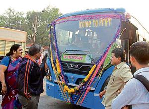 Ladies special PMPML bus service which hit the road on International Women's day on March 8, 2018.(HT PHOTO) Ladies special PMPML bus service which hit the road on International Women's day on March 8, 2018.(HT PHOTO)