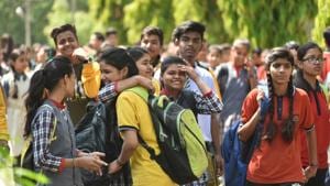 Students seen outside Jawaharlal Nehru school after appearing in Class 10 maths exam in Bhopal on March 28.(Mujeeb Faruqui/HT file) Students seen outside Jawaharlal Nehru school after appearing in Class 10 maths exam in Bhopal on March 28.(Mujeeb Faruqui/HT file)
