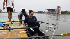 Kritika Khanna training at the Army Rowing Node, CME Dapodi.(HT PHOTO) Kritika Khanna training at the Army Rowing Node, CME Dapodi.(HT PHOTO)