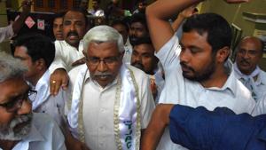 Telangana Jana Samithi of M Kodandaram, announced that it would contest in 12 seats in the upcoming assembly elections, against the eight allocated by the Congress out of total 119 seats.(PTI) Telangana Jana Samithi of M Kodandaram, announced that it would contest in 12 seats in the upcoming assembly elections, against the eight allocated by the Congress out of total 119 seats.(PTI)