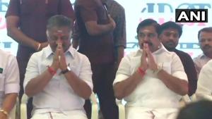 Tamil Nadu chief minister K Palaniswami and deputy chief minister O Panneerselvam begin hunger strike over Cauvery Management Board issue, in Chennai.(ANI Photo)