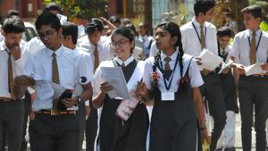 Students coming out of Kendriya Vidyalaya in Bhopal. Around 1.7 million students appeared for the Class 10 Mathematics exam on March 28.(Mujeeb Faruqui/HT Photo) Students coming out of Kendriya Vidyalaya in Bhopal. Around 1.7 million students appeared for the Class 10 Mathematics exam on March 28.(Mujeeb Faruqui/HT Photo)