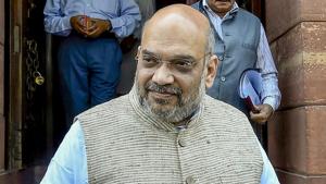BJP president Amit Shah at Parliament House during the budget session in New Delhi on Monday.(PTI Photo) BJP president Amit Shah at Parliament House during the budget session in New Delhi on Monday.(PTI Photo)