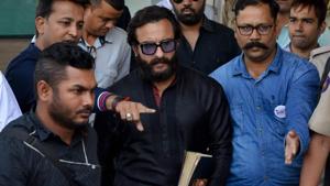 Actor Saif Ali Khan leaves Jodhpur airport to appear in the chief judicial magistrate court in the 1998 Blackbuck hunting case, in Jodhpur on Wednesday.(PTI Photo) Actor Saif Ali Khan leaves Jodhpur airport to appear in the chief judicial magistrate court in the 1998 Blackbuck hunting case, in Jodhpur on Wednesday.(PTI Photo)