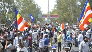 The protesters from Dalit organisations jammed the Ghaziabad-Hapur road till 1am and also blocked roads and held protests in other parts of the district in Ghaziabad, on April 2, 2018 during the Bharat Bandh.(Sakib Ali/HT Photo) The protesters from Dalit organisations jammed the Ghaziabad-Hapur road till 1am and also blocked roads and held protests in other parts of the district in Ghaziabad, on April 2, 2018 during the Bharat Bandh.(Sakib Ali/HT Photo)