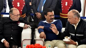 A file photo of Delhi Lt. Governor Anil Baijal, chief minister Arvind Kejriwal, and deputy chief minister Manish Sisodia in New Delhi on December 31, 2016.(Sushil Kumar/HT File Photo) A file photo of Delhi Lt. Governor Anil Baijal, chief minister Arvind Kejriwal, and deputy chief minister Manish Sisodia in New Delhi on December 31, 2016.(Sushil Kumar/HT File Photo)