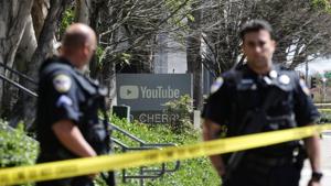 Police officers and crime scene tape seen at YouTube headquarters following an active shooter situation in San Bruno, California, April 3, 2018.(Reuters) Police officers and crime scene tape seen at YouTube headquarters following an active shooter situation in San Bruno, California, April 3, 2018.(Reuters)