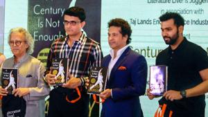 Sourav Ganguly was joined by Sachin Tendulkar and Rohit Sharma ar the launch of his book, 'A Century Is Not Enough', in Mumbai.(PTI) Sourav Ganguly was joined by Sachin Tendulkar and Rohit Sharma ar the launch of his book, 'A Century Is Not Enough', in Mumbai.(PTI)