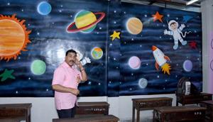 MLA Naseem Khan at one of the schools that got a digital classroom(HT photo) MLA Naseem Khan at one of the schools that got a digital classroom(HT photo)