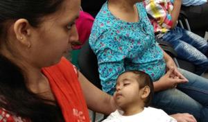 One-year-old Ram Mistry was fast asleep during the press conference in Navi Mumbai on Thursday.(Bachchan Kumar) One-year-old Ram Mistry was fast asleep during the press conference in Navi Mumbai on Thursday.(Bachchan Kumar)