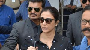 Tabu arrives at the airport in Jodhpur on April 4, 2018 ahead of a verdict in the long-running blackbuck poaching case.(AFP) Tabu arrives at the airport in Jodhpur on April 4, 2018 ahead of a verdict in the long-running blackbuck poaching case.(AFP)