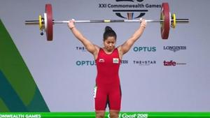 Sanijta Chanu won India’s second gold medal in the 2018 Commonwealth Games, finishing first in the women’s 53 kg weightlifting finals.(Twitte) Sanijta Chanu won India’s second gold medal in the 2018 Commonwealth Games, finishing first in the women’s 53 kg weightlifting finals.(Twitte)