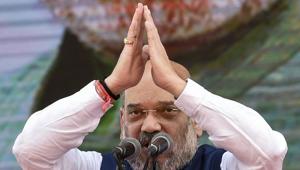 BJP president Amit Shah gestures as he speaks during the BJP's 38th Foundation Day celebrations in Mumbai.(PTI Photo) BJP president Amit Shah gestures as he speaks during the BJP's 38th Foundation Day celebrations in Mumbai.(PTI Photo)