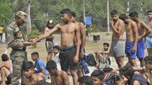 Aspirants participating in an Army recruitment rally in Ludhiana on Friday.(Gurminder Singh//HT) Aspirants participating in an Army recruitment rally in Ludhiana on Friday.(Gurminder Singh//HT)
