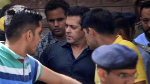 Bollywood actor Salman Khan is taken away from a Jodhpur court after he was awarded five years in jail in the poaching case on Thursday.(PTI) Bollywood actor Salman Khan is taken away from a Jodhpur court after he was awarded five years in jail in the poaching case on Thursday.(PTI)