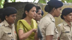 A June 28, 2017, photo of Indrani Mukerjea, accused in Sheena Bora case, being brought at JJ Hospital in Mumbai for a medical check up.(Bhushan Koyande/HT File Photo) A June 28, 2017, photo of Indrani Mukerjea, accused in Sheena Bora case, being brought at JJ Hospital in Mumbai for a medical check up.(Bhushan Koyande/HT File Photo)