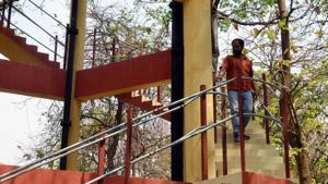 The contractor, Brijendra Kumar Singh of Vishal Khand, Gomti Nagar, said he was upset since his payment was not being cleared by the forest department for several years and pleaded with the police to get him his dues.(HT Photo) The contractor, Brijendra Kumar Singh of Vishal Khand, Gomti Nagar, said he was upset since his payment was not being cleared by the forest department for several years and pleaded with the police to get him his dues.(HT Photo)