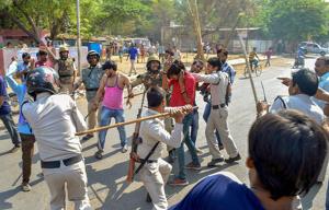 Police lathicharge protestors during the nationwide Bharat Bandh called by Dalit groups on April 2.(PTI/File Photo) Police lathicharge protestors during the nationwide Bharat Bandh called by Dalit groups on April 2.(PTI/File Photo)